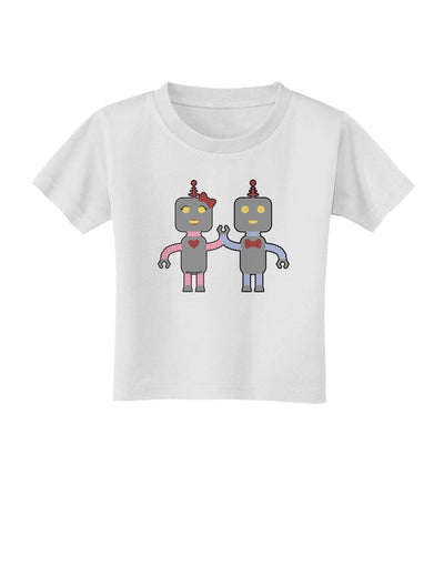 Cute Robot Love Toddler T-Shirt-Toddler T-Shirt-TooLoud-White-2T-Davson Sales