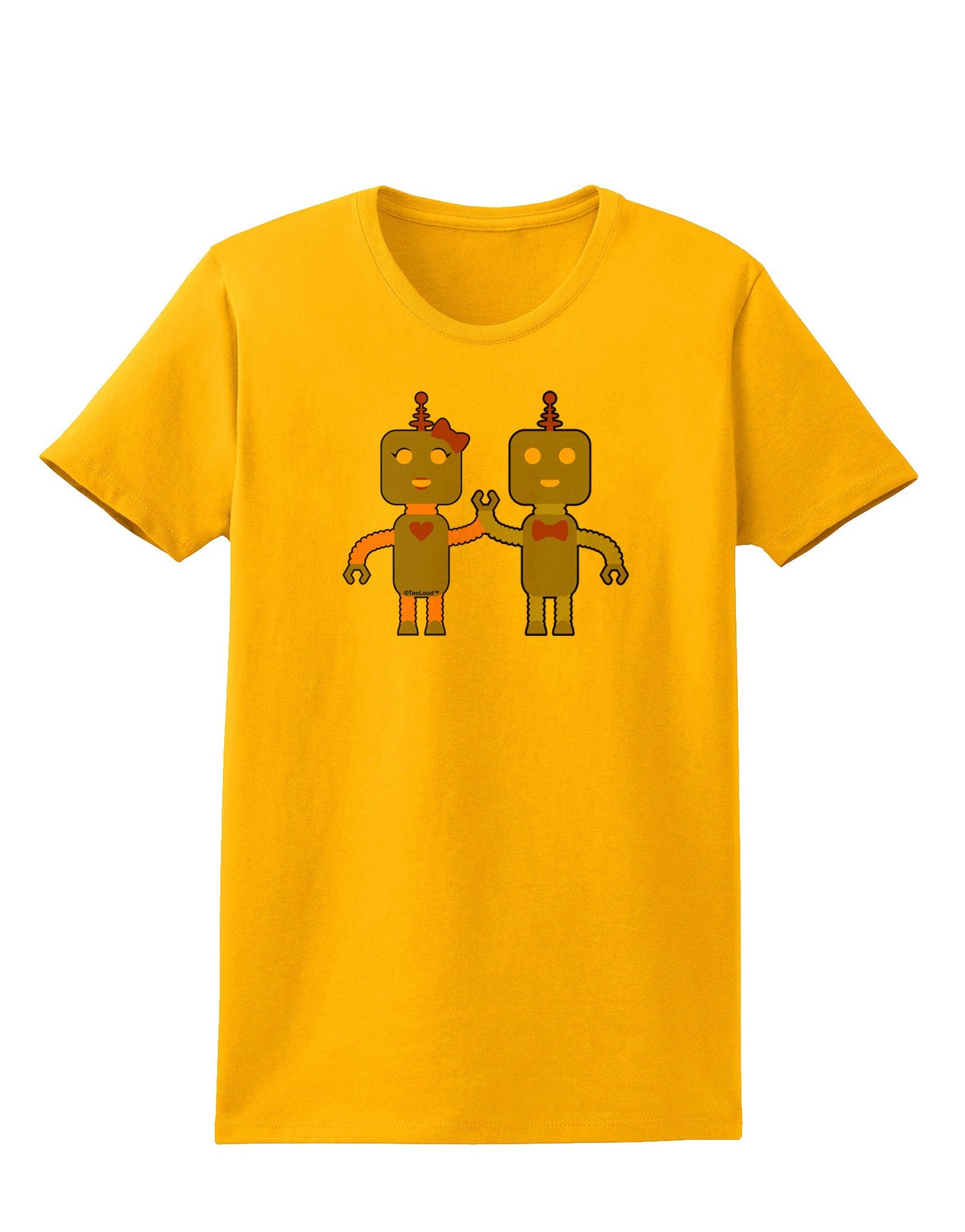 Cute Robot Love Womens T-Shirt-Womens T-Shirt-TooLoud-Gold-X-Small-Davson Sales