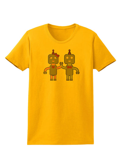 Cute Robot Love Womens T-Shirt-Womens T-Shirt-TooLoud-Gold-X-Small-Davson Sales