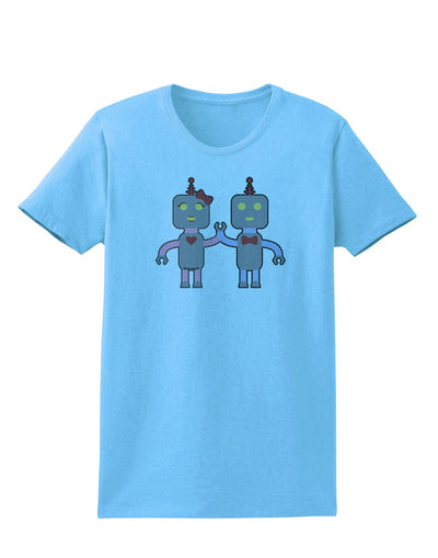 Cute Robot Love Womens T-Shirt-Womens T-Shirt-TooLoud-Aquatic-Blue-X-Small-Davson Sales