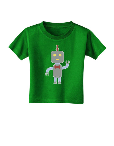 Cute Robot Male Toddler T-Shirt Dark-Toddler T-Shirt-TooLoud-Clover-Green-2T-Davson Sales