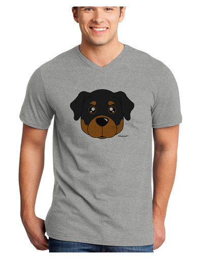 Cute Rottweiler Dog Adult V-Neck T-shirt by TooLoud-Mens V-Neck T-Shirt-TooLoud-HeatherGray-Small-Davson Sales