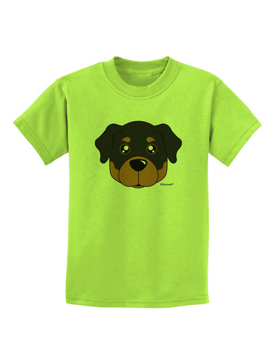 Cute Rottweiler Dog Childrens T-Shirt by TooLoud-Childrens T-Shirt-TooLoud-Lime-Green-X-Small-Davson Sales