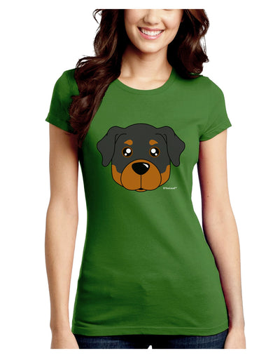 Cute Rottweiler Dog Juniors Crew Dark T-Shirt by TooLoud-T-Shirts Juniors Tops-TooLoud-Kiwi-Green-Juniors Fitted X-Small-Davson Sales