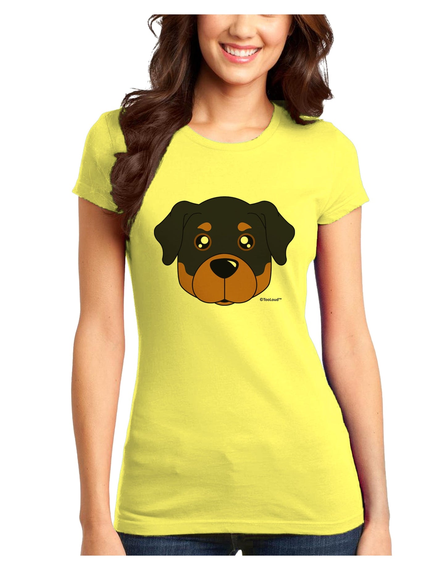 Cute Rottweiler Dog Juniors T-Shirt by TooLoud-Womens Juniors T-Shirt-TooLoud-Yellow-Juniors Fitted X-Small-Davson Sales