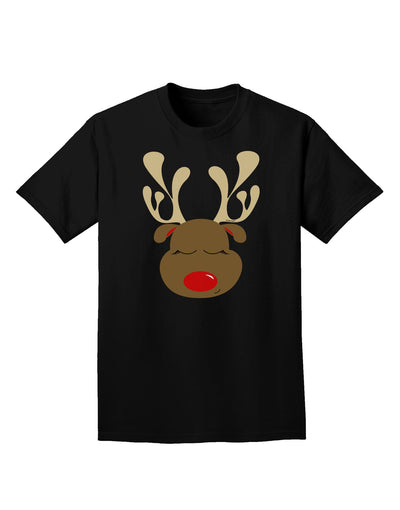 Cute Rudolph Reindeer Face Christmas Adult Dark T-Shirt-Mens T-Shirt-TooLoud-Black-Small-Davson Sales