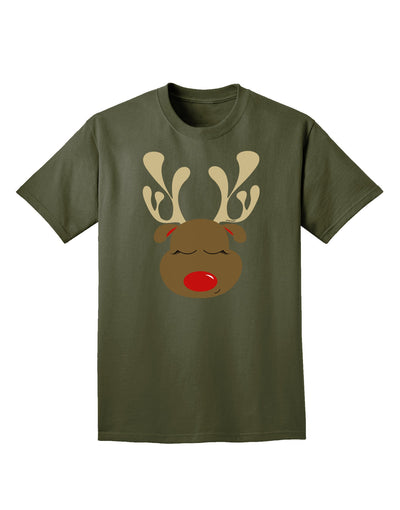 Cute Rudolph Reindeer Face Christmas Adult Dark T-Shirt-Mens T-Shirt-TooLoud-Military-Green-Small-Davson Sales