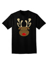Cute Rudolph Reindeer Face Christmas Adult Dark V-Neck T-Shirt-TooLoud-Black-Small-Davson Sales