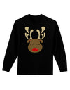 Cute Rudolph Reindeer Face Christmas Adult Long Sleeve Dark T-Shirt-TooLoud-Black-Small-Davson Sales