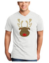 Cute Rudolph Reindeer Face Christmas Adult V-Neck T-shirt-Mens V-Neck T-Shirt-TooLoud-White-Small-Davson Sales
