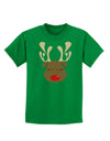 Cute Rudolph Reindeer Face Christmas Childrens Dark T-Shirt-Childrens T-Shirt-TooLoud-Kelly-Green-X-Small-Davson Sales