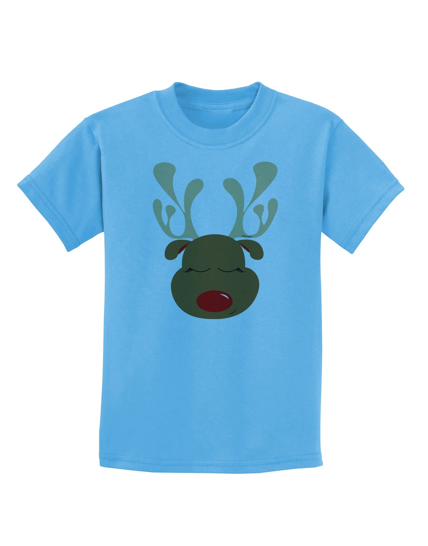Cute Rudolph Reindeer Face Christmas Childrens T-Shirt-Childrens T-Shirt-TooLoud-Aquatic-Blue-X-Small-Davson Sales