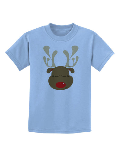 Cute Rudolph Reindeer Face Christmas Childrens T-Shirt-Childrens T-Shirt-TooLoud-Light-Blue-X-Small-Davson Sales