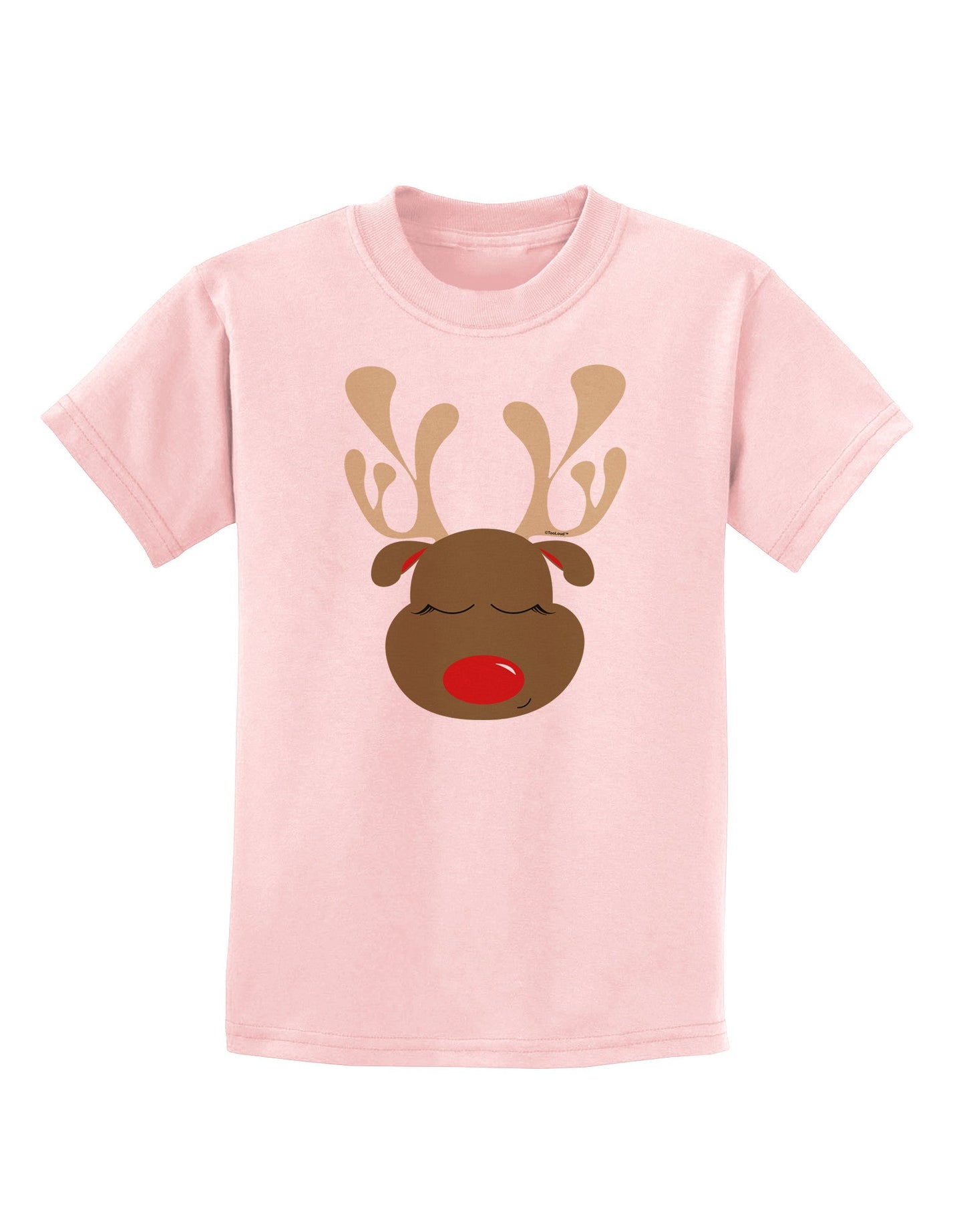 Cute Rudolph Reindeer Face Christmas Childrens T-Shirt-Childrens T-Shirt-TooLoud-PalePink-X-Small-Davson Sales