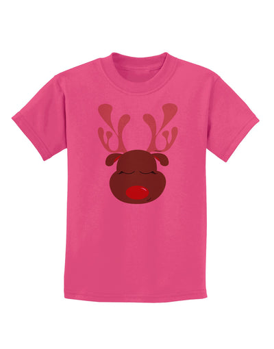 Cute Rudolph Reindeer Face Christmas Childrens T-Shirt-Childrens T-Shirt-TooLoud-Sangria-X-Small-Davson Sales