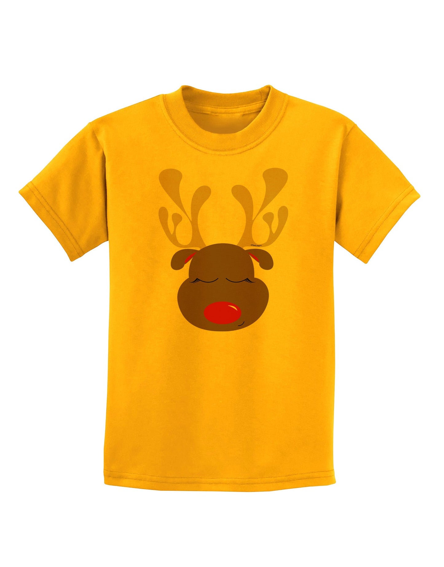 Cute Rudolph Reindeer Face Christmas Childrens T-Shirt-Childrens T-Shirt-TooLoud-Gold-X-Small-Davson Sales