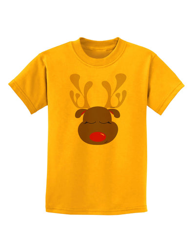 Cute Rudolph Reindeer Face Christmas Childrens T-Shirt-Childrens T-Shirt-TooLoud-Gold-X-Small-Davson Sales