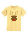 Cute Rudolph Reindeer Face Christmas Childrens T-Shirt-Childrens T-Shirt-TooLoud-Daffodil-Yellow-X-Small-Davson Sales