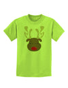 Cute Rudolph Reindeer Face Christmas Childrens T-Shirt-Childrens T-Shirt-TooLoud-Lime-Green-X-Small-Davson Sales