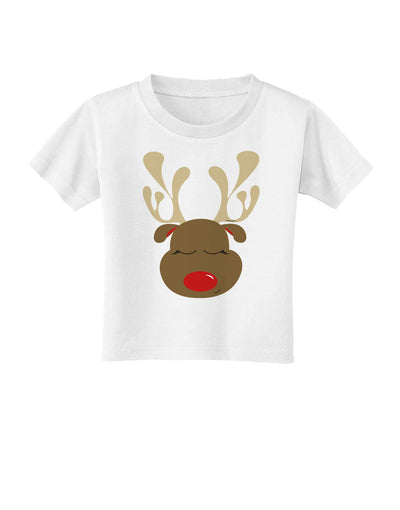 Cute Rudolph Reindeer Face Christmas Toddler T-Shirt-Toddler T-Shirt-TooLoud-White-2T-Davson Sales