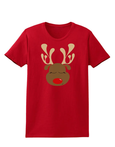 Cute Rudolph Reindeer Face Christmas Womens Dark T-Shirt-TooLoud-Red-X-Small-Davson Sales