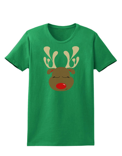 Cute Rudolph Reindeer Face Christmas Womens Dark T-Shirt-TooLoud-Kelly-Green-X-Small-Davson Sales