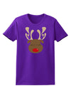 Cute Rudolph Reindeer Face Christmas Womens Dark T-Shirt-TooLoud-Purple-X-Small-Davson Sales