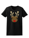 Cute Rudolph Reindeer Face Christmas Womens Dark T-Shirt-TooLoud-Black-X-Small-Davson Sales