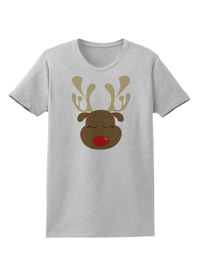 Cute Rudolph Reindeer Face Christmas Womens T-Shirt-Womens T-Shirt-TooLoud-AshGray-X-Small-Davson Sales