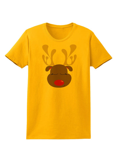 Cute Rudolph Reindeer Face Christmas Womens T-Shirt-Womens T-Shirt-TooLoud-Gold-X-Small-Davson Sales