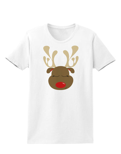Cute Rudolph Reindeer Face Christmas Womens T-Shirt-Womens T-Shirt-TooLoud-White-X-Small-Davson Sales