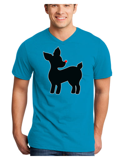 Cute Rudolph Silhouette - Christmas Adult Dark V-Neck T-Shirt by TooLoud-Mens V-Neck T-Shirt-TooLoud-Turquoise-Small-Davson Sales