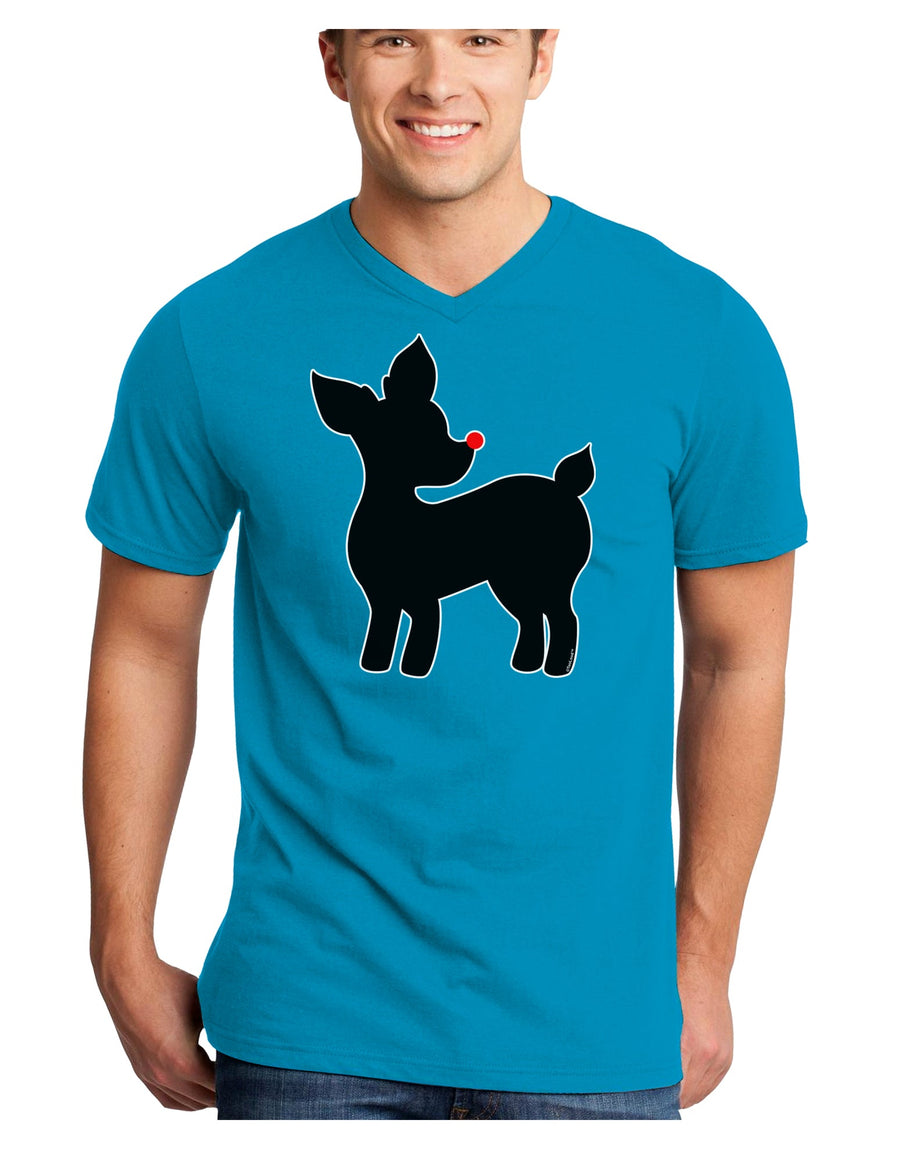 Cute Rudolph Silhouette - Christmas Adult Dark V-Neck T-Shirt by TooLoud-Mens V-Neck T-Shirt-TooLoud-Black-Small-Davson Sales