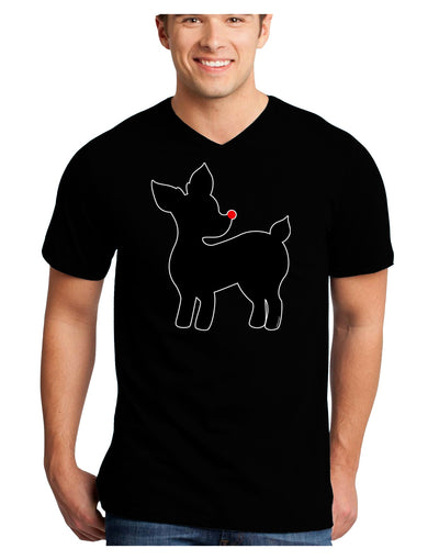 Cute Rudolph Silhouette - Christmas Adult Dark V-Neck T-Shirt by TooLoud-Mens V-Neck T-Shirt-TooLoud-Black-Small-Davson Sales