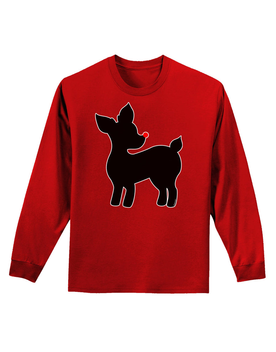 Cute Rudolph Silhouette - Christmas Adult Long Sleeve Dark T-Shirt by TooLoud-TooLoud-Black-Small-Davson Sales