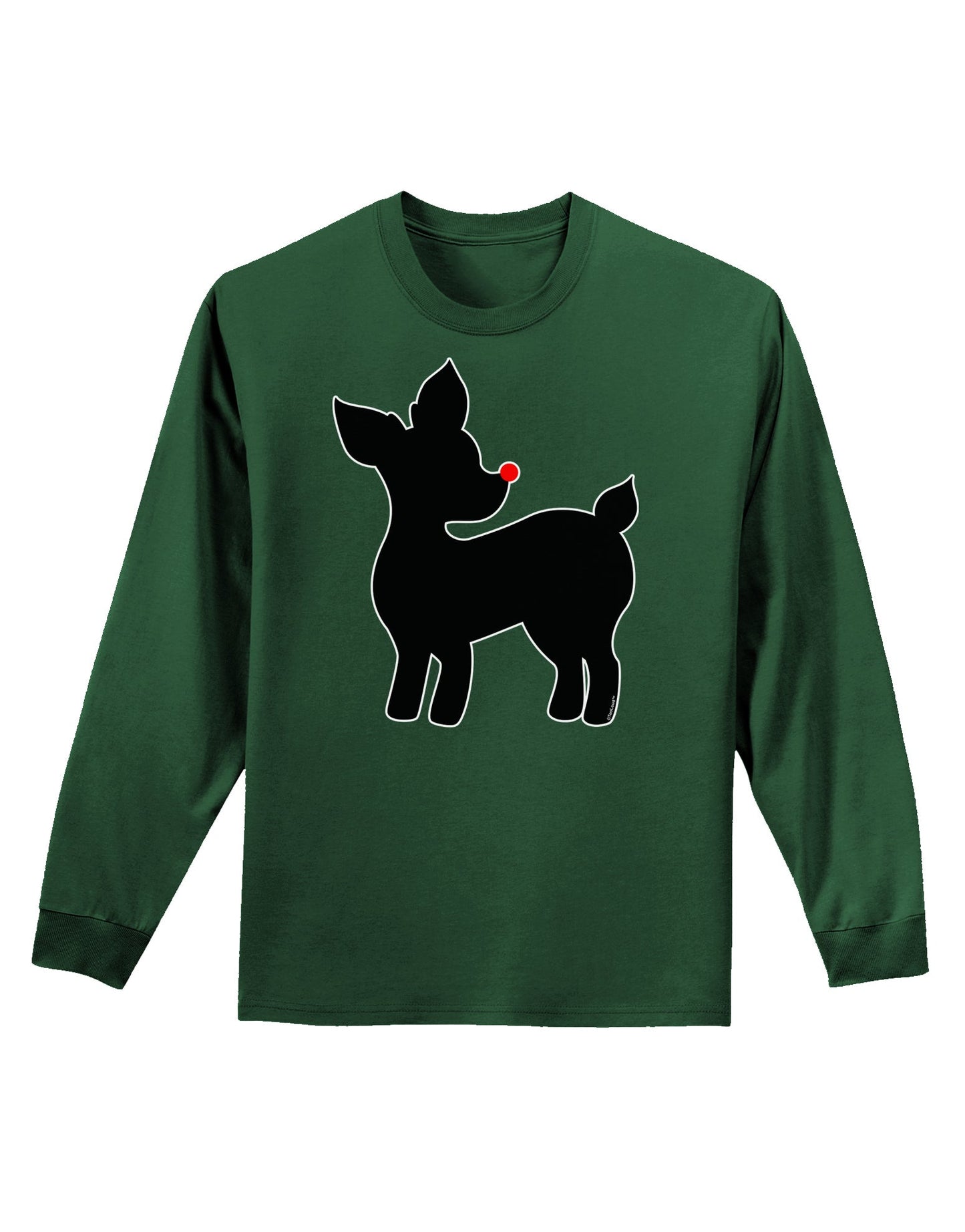 Cute Rudolph Silhouette - Christmas Adult Long Sleeve Dark T-Shirt by TooLoud-TooLoud-Dark-Green-Small-Davson Sales