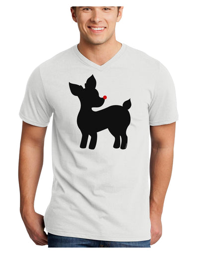 Cute Rudolph Silhouette - Christmas Adult V-Neck T-shirt by TooLoud-Mens V-Neck T-Shirt-TooLoud-White-Small-Davson Sales