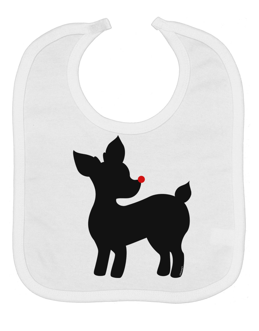 Cute Rudolph Silhouette - Christmas Baby Bib by TooLoud