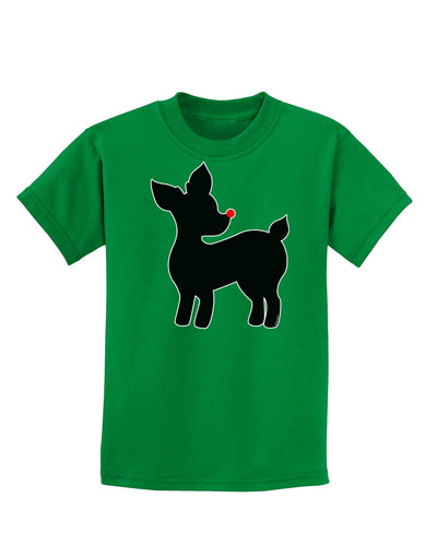 Cute Rudolph Silhouette - Christmas Childrens Dark T-Shirt by TooLoud-Childrens T-Shirt-TooLoud-Kelly-Green-X-Small-Davson Sales