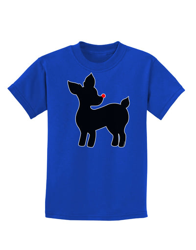 Cute Rudolph Silhouette - Christmas Childrens Dark T-Shirt by TooLoud-Childrens T-Shirt-TooLoud-Royal-Blue-X-Small-Davson Sales