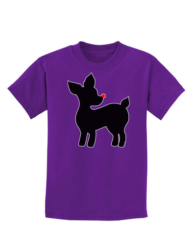 Cute Rudolph Silhouette - Christmas Childrens Dark T-Shirt by TooLoud-Childrens T-Shirt-TooLoud-Purple-X-Small-Davson Sales