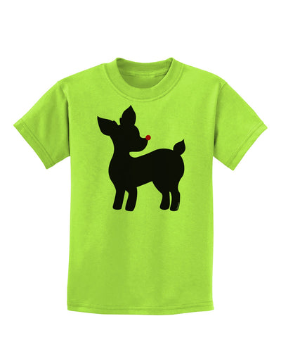 Cute Rudolph Silhouette - Christmas Childrens T-Shirt by TooLoud-Childrens T-Shirt-TooLoud-Lime-Green-X-Small-Davson Sales