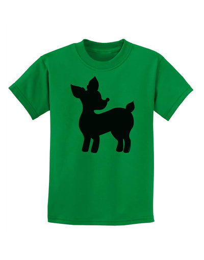 Cute Rudolph Silhouette - Christmas Childrens T-Shirt by TooLoud-Childrens T-Shirt-TooLoud-Kelly-Green-X-Small-Davson Sales