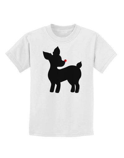 Cute Rudolph Silhouette - Christmas Childrens T-Shirt by TooLoud-Childrens T-Shirt-TooLoud-White-X-Small-Davson Sales