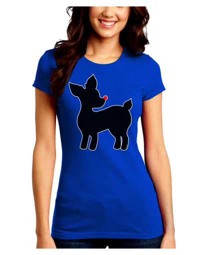 Cute Rudolph Silhouette - Christmas Juniors Crew Dark T-Shirt by TooLoud-T-Shirts Juniors Tops-TooLoud-Royal-Blue-Juniors Fitted Small-Davson Sales