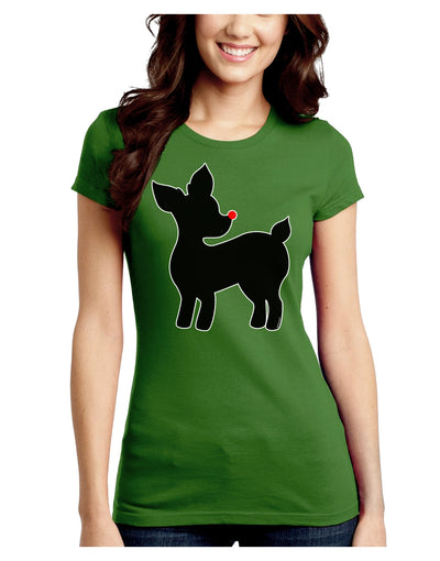 Cute Rudolph Silhouette - Christmas Juniors Crew Dark T-Shirt by TooLoud-T-Shirts Juniors Tops-TooLoud-Kiwi-Green-Juniors Fitted X-Small-Davson Sales