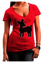 Cute Rudolph Silhouette - Christmas Juniors V-Neck Dark T-Shirt by TooLoud-Womens V-Neck T-Shirts-TooLoud-Red-Juniors Fitted Small-Davson Sales