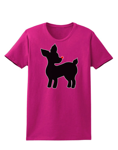 Cute Rudolph Silhouette - Christmas Womens Dark T-Shirt by TooLoud-Womens T-Shirt-TooLoud-Hot-Pink-Small-Davson Sales