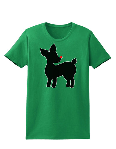 Cute Rudolph Silhouette - Christmas Womens Dark T-Shirt by TooLoud-Womens T-Shirt-TooLoud-Kelly-Green-X-Small-Davson Sales