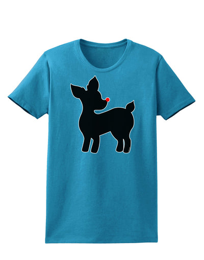 Cute Rudolph Silhouette - Christmas Womens Dark T-Shirt by TooLoud-Womens T-Shirt-TooLoud-Turquoise-X-Small-Davson Sales